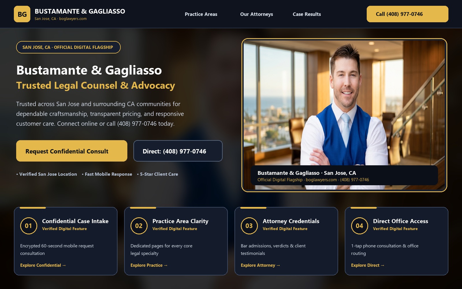 Proposed Bustamante & Gagliasso homepage preview